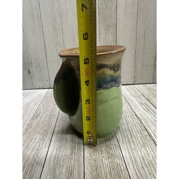 Neher Pottery Left Hand Warmer Coffee Tea Mug Cup Blue Green Glazed 5'' Tall - Picture 6 of 7